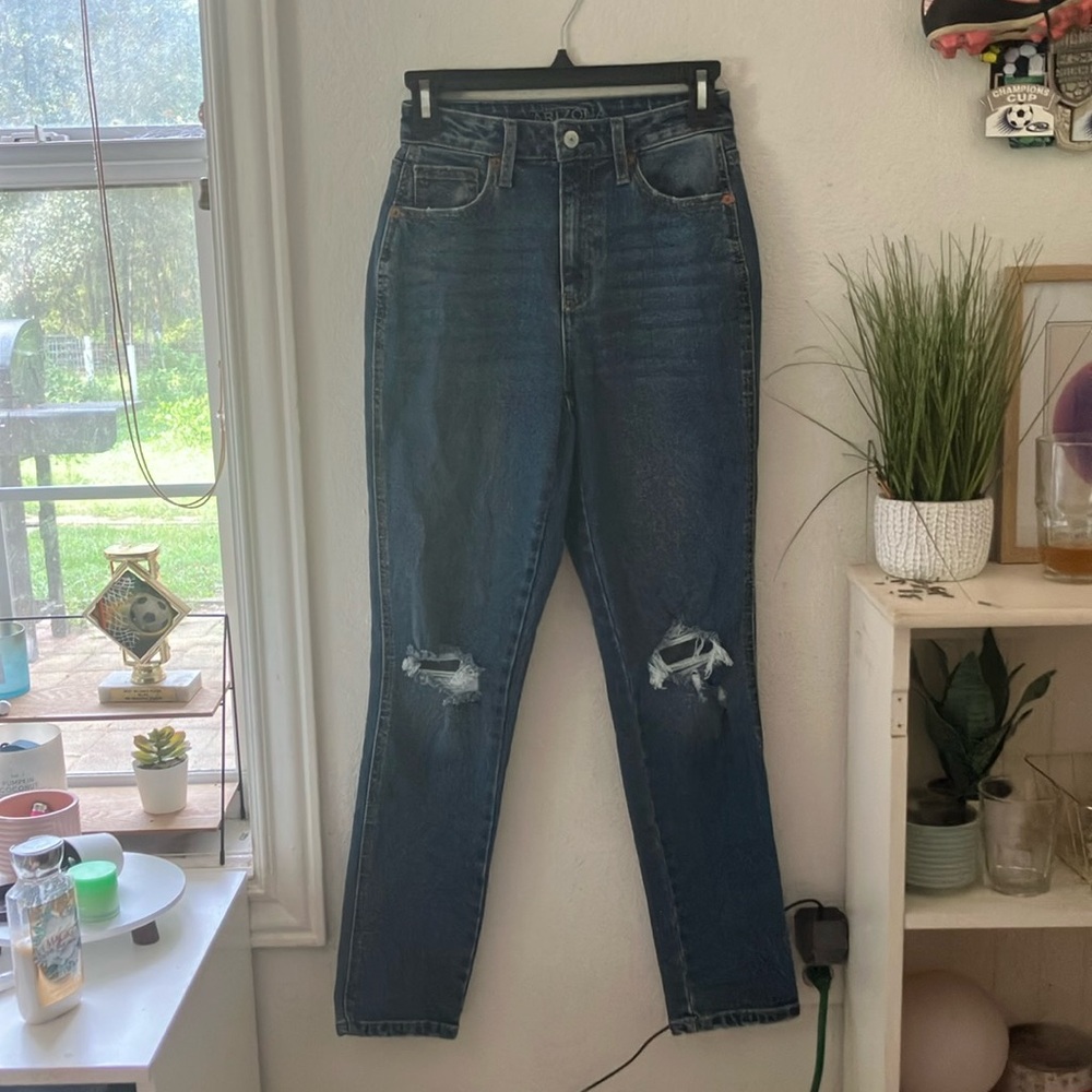 dark wash curvy mom jeans